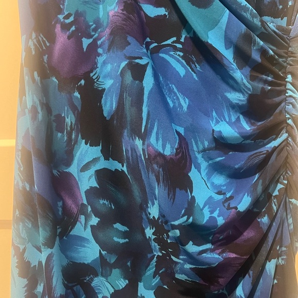 Chaps Blue and Black V-Neck Sheath Midi Dress - Picture 2 of 4